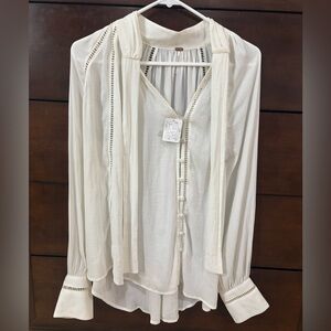 Free People ivory blouse with Lace Details
